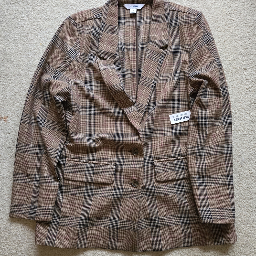 Old Navy Women's Checkered Tan Blazer